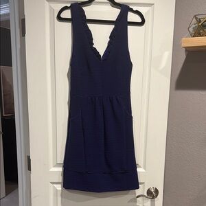 Maeve Blue Sheath Mini Dress V-Neck Sleeveless